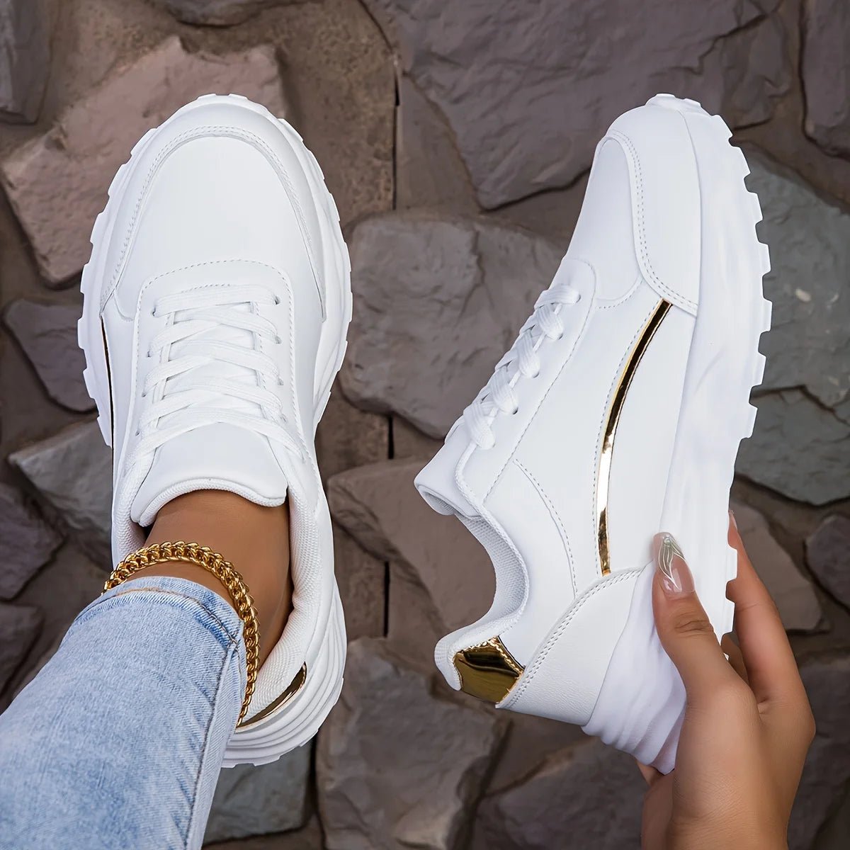 Dames Casual Sneakers – Lichtgewicht Lage Sneakers met Vetersluiting voor Wandelen en Training - Dames - Schoenen