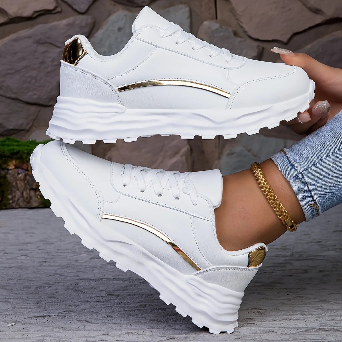 Dames Casual Sneakers – Lichtgewicht Lage Sneakers met Vetersluiting voor Wandelen en Training - Dames - Schoenen