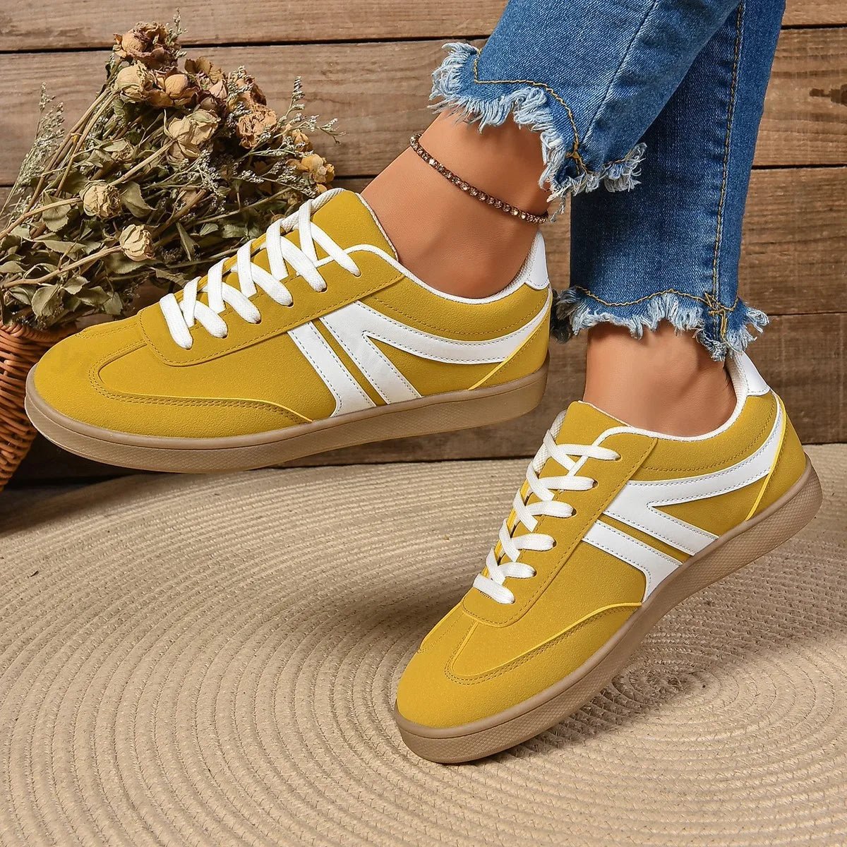 Dames Casual Wandelschoenen – Platte Sneakers met Vetersluiting voor Dagelijks Gebruik - Dames - Schoenen
