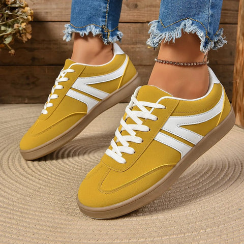 Dames Casual Wandelschoenen – Platte Sneakers met Vetersluiting voor Dagelijks Gebruik - Dames - Schoenen