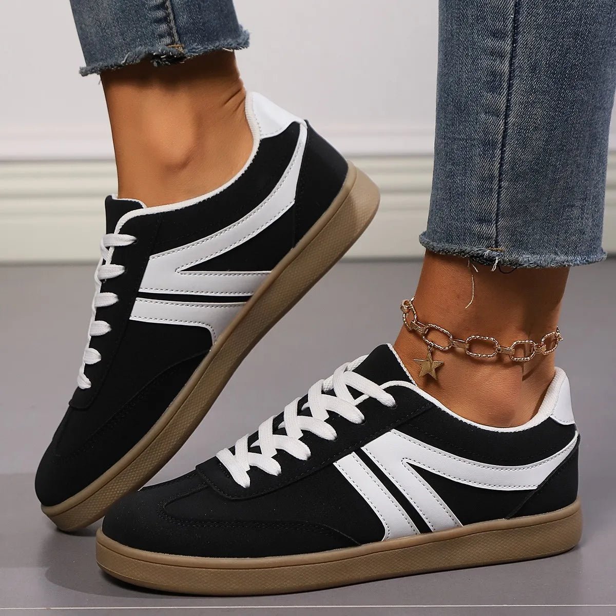 Dames Casual Wandelschoenen – Platte Sneakers met Vetersluiting voor Dagelijks Gebruik - Dames - Schoenen