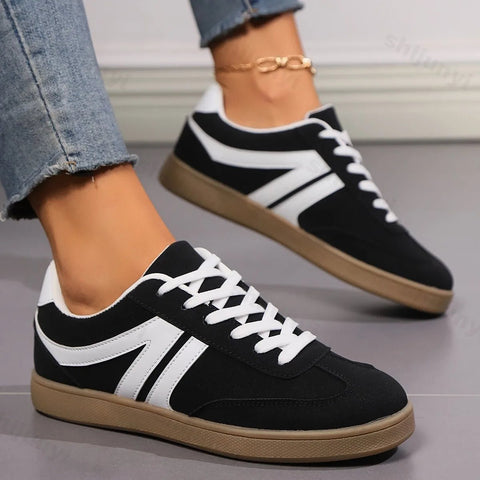 Dames Casual Wandelschoenen – Platte Sneakers met Vetersluiting voor Dagelijks Gebruik - Dames - Schoenen