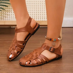Dames Lederen Sandalen – Comfortabele Platte Romeinse Zomerschoenen in Maten 36 - 43 - Dames - Schoenen