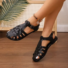 Dames Lederen Sandalen – Comfortabele Platte Romeinse Zomerschoenen in Maten 36 - 43 - Dames - Schoenen