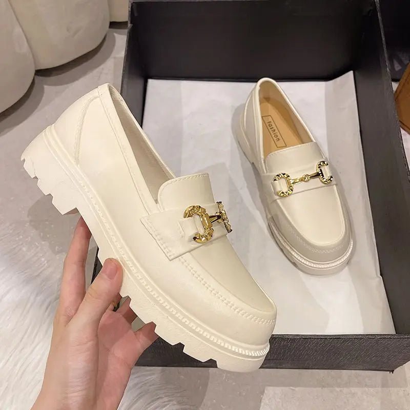 Dames Loafers met Dikke Zool en Lage Hakken – Casual Mary Jane Schoenen voor Comfort en Stijl – Comfortabel – Wit - Dames - Schoenen