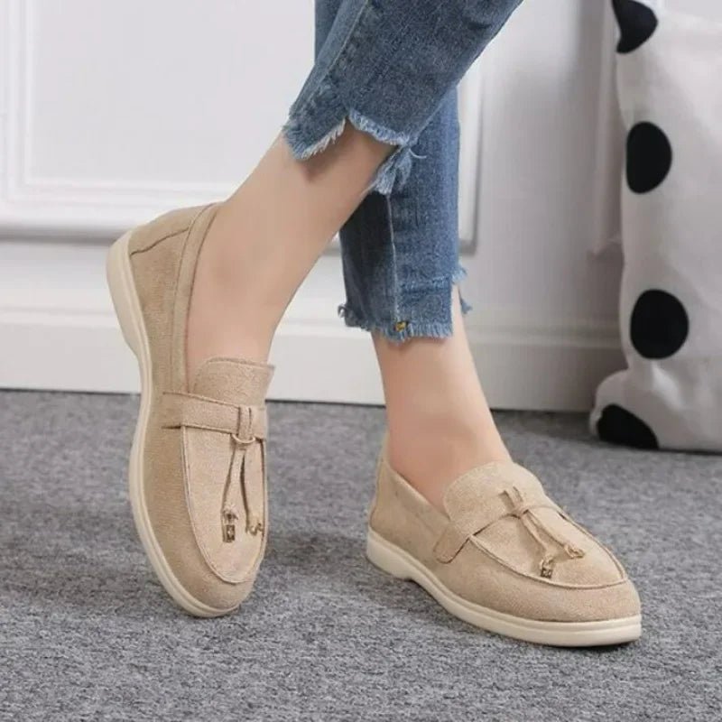 Dames Loafers van Leer en Kasjmier – Casual Antislip Platschoenen voor Comfortabel Wandelen - Dames - Schoenen