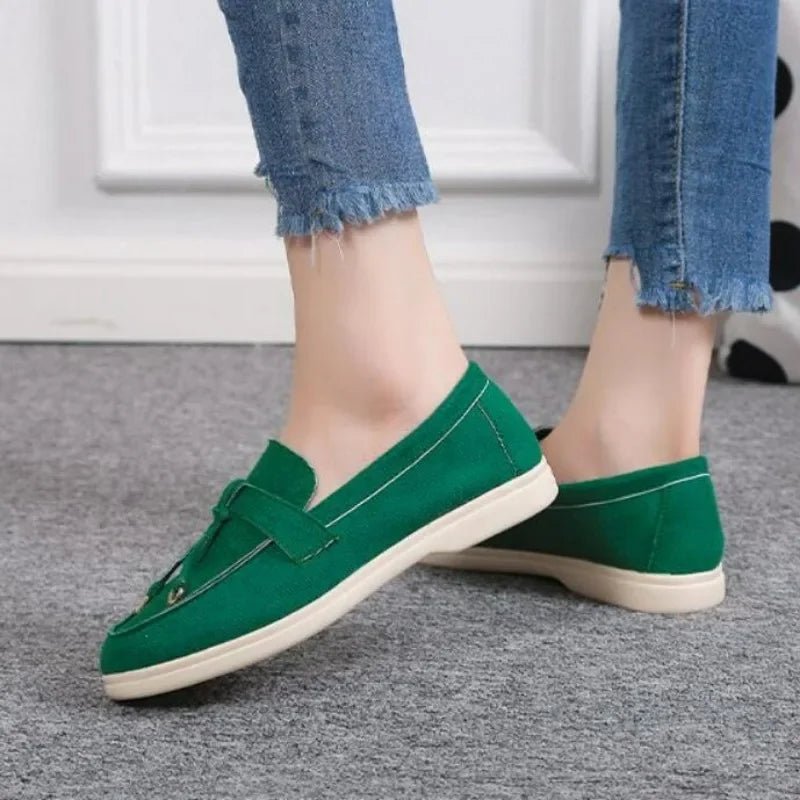 Dames Loafers van Leer en Kasjmier – Casual Antislip Platschoenen voor Comfortabel Wandelen - Dames - Schoenen