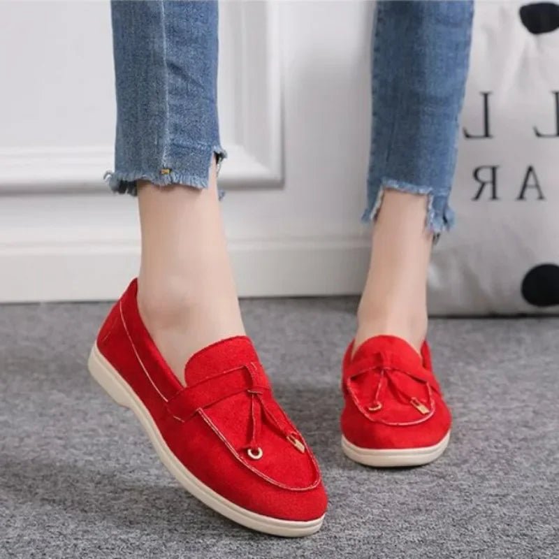Dames Loafers van Leer en Kasjmier – Casual Antislip Platschoenen voor Comfortabel Wandelen - Dames - Schoenen