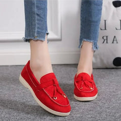 Dames Loafers van Leer en Kasjmier – Casual Antislip Platschoenen voor Comfortabel Wandelen - Dames - Schoenen