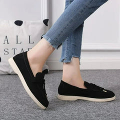 Dames Loafers van Leer en Kasjmier – Casual Antislip Platschoenen voor Comfortabel Wandelen - Dames - Schoenen