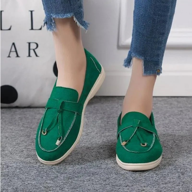 Dames Loafers van Leer en Kasjmier – Casual Antislip Platschoenen voor Comfortabel Wandelen - Dames - Schoenen