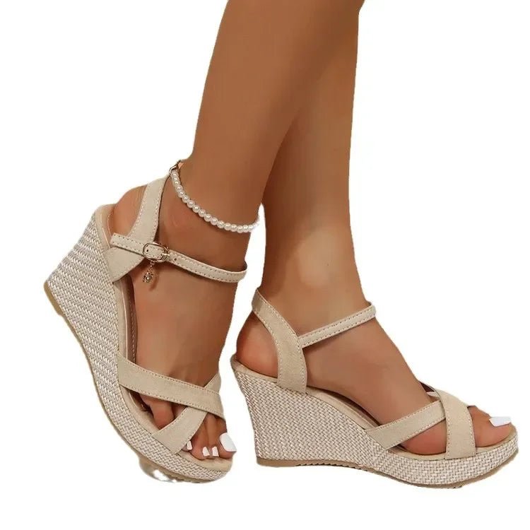 Dames Sandalen met Hak – Dikke Hiel Peep - Toe Slippers met Gesp Sluiting voor Comfortabele Pasvorm - Dames - Schoenen