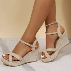 Dames Sandalen met Hak – Dikke Hiel Peep - Toe Slippers met Gesp Sluiting voor Comfortabele Pasvorm - Dames - Schoenen