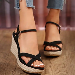 Dames Sandalen met Hak – Dikke Hiel Peep - Toe Slippers met Gesp Sluiting voor Comfortabele Pasvorm - Dames - Schoenen