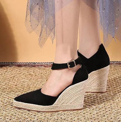 Dames Sandalen met Hak en Platform – Suede Wedge Poest Toe Sandalen voor Casual en Formele Gelegenheden – met Platform - Dames - Schoenen