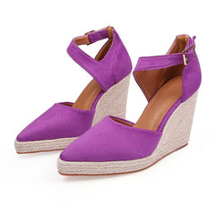 Dames Sandalen met Hak en Platform – Suede Wedge Poest Toe Sandalen voor Casual en Formele Gelegenheden – met Platform - Dames - Schoenen