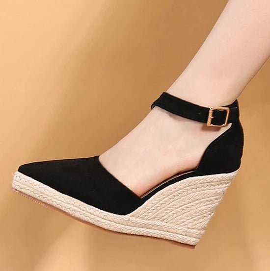 Dames Sandalen met Hak en Platform – Suede Wedge Poest Toe Sandalen voor Casual en Formele Gelegenheden – met Platform - Dames - Schoenen