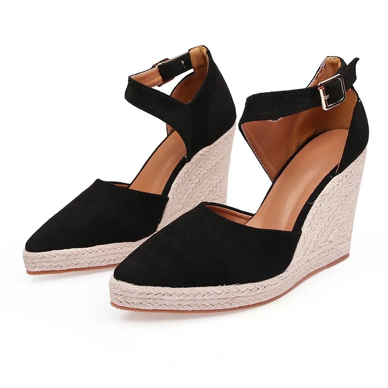 Dames Sandalen met Hak en Platform – Suede Wedge Poest Toe Sandalen voor Casual en Formele Gelegenheden – met Platform - Dames - Schoenen