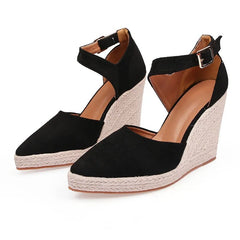 Dames Sandalen met Hak en Platform – Suede Wedge Poest Toe Sandalen voor Casual en Formele Gelegenheden – met Platform - Dames - Schoenen