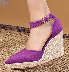 Dames Sandalen met Hak en Platform – Suede Wedge Poest Toe Sandalen voor Casual en Formele Gelegenheden – met Platform - Dames - Schoenen