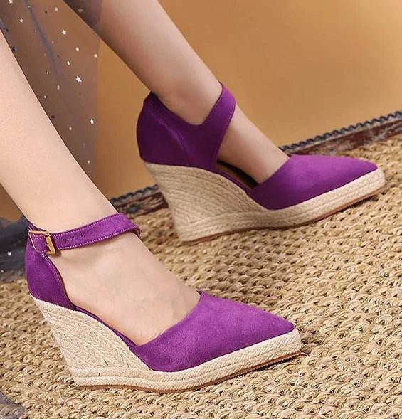 Dames Sandalen met Hak en Platform – Suede Wedge Poest Toe Sandalen voor Casual en Formele Gelegenheden – met Platform - Dames - Schoenen