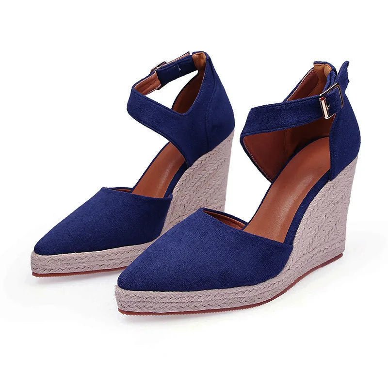 Dames Sandalen met Hak en Platform – Suede Wedge Poest Toe Sandalen voor Casual en Formele Gelegenheden – met Platform - Dames - Schoenen