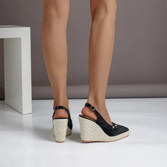 Dames Sandalen met Hiel en Parel – Comfortabele Slingback Platform Sandalen voor Elke Gelegenheid – met Platform - Dames - Schoenen