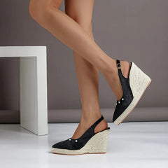 Dames Sandalen met Hiel en Parel – Comfortabele Slingback Platform Sandalen voor Elke Gelegenheid – met Platform - Dames - Schoenen