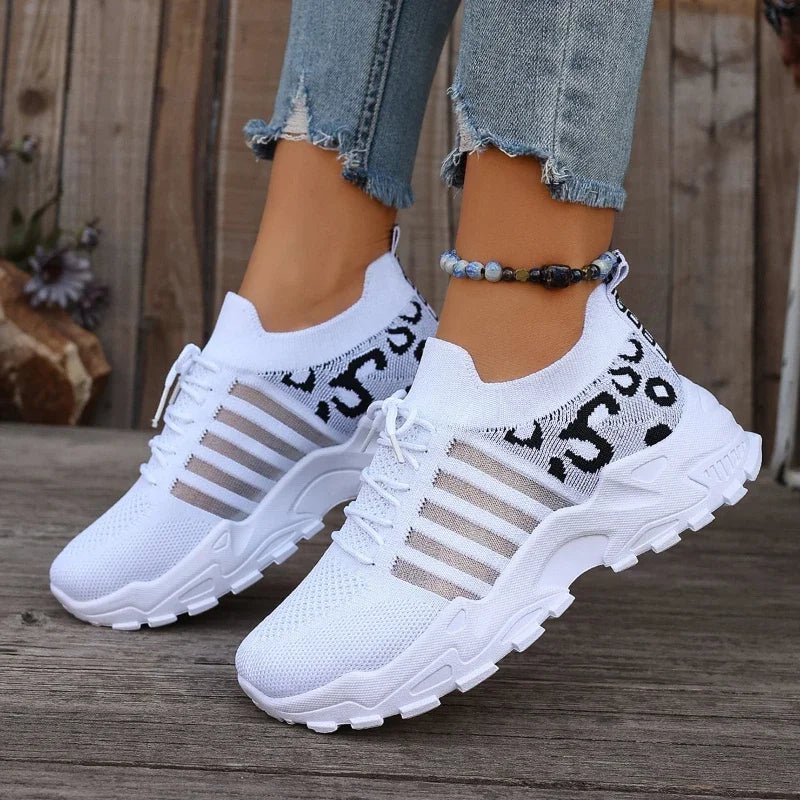 Dames Sneakers met Panterprint – Ademend Mesh en Platte Zool voor Wandelen en Casual Gebruik - Dames - Schoenen