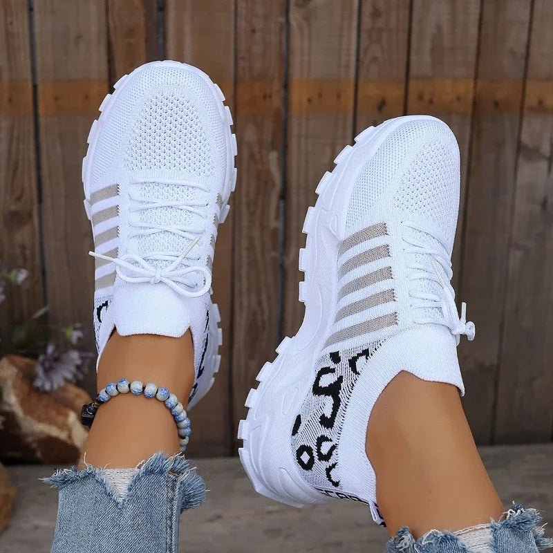 Dames Sneakers met Panterprint – Ademend Mesh en Platte Zool voor Wandelen en Casual Gebruik - Dames - Schoenen