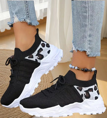 Dames Sneakers met Panterprint – Ademend Mesh en Platte Zool voor Wandelen en Casual Gebruik - Dames - Schoenen