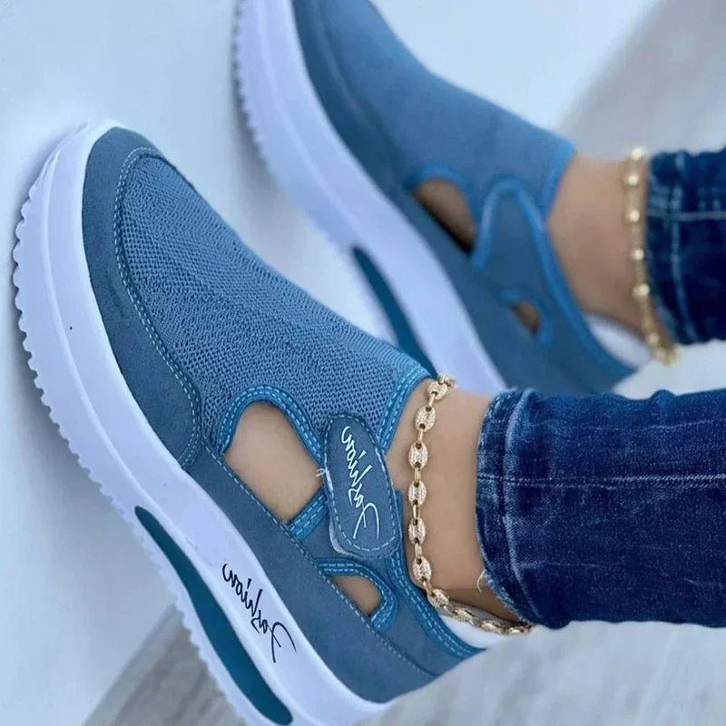 Dames Sneakers Met Platform in Rood en Blauw Canvas – Comfortabele Casual Schoenen voor Dagelijks Gebruik - Dames - Schoenen