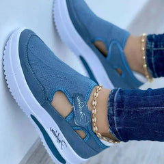 Dames Sneakers Met Platform in Rood en Blauw Canvas – Comfortabele Casual Schoenen voor Dagelijks Gebruik - Dames - Schoenen
