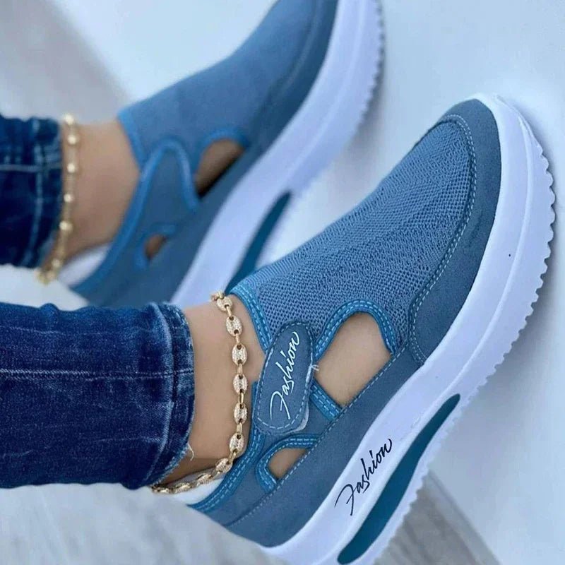 Dames Sneakers Met Platform in Rood en Blauw Canvas – Comfortabele Casual Schoenen voor Dagelijks Gebruik - Dames - Schoenen