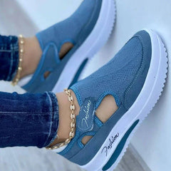 Dames Sneakers Met Platform in Rood en Blauw Canvas – Comfortabele Casual Schoenen voor Dagelijks Gebruik - Dames - Schoenen
