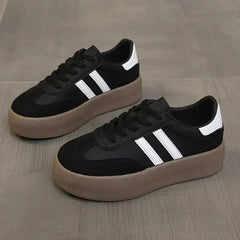 Dames Sneakers met Veter en Platform - Duurzame Vulcanisatie Schoenen voor Casual en Buitengebruik – met Platform - Dames - Schoenen
