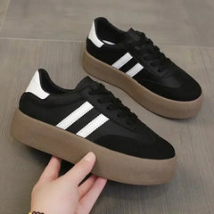 Dames Sneakers met Veter en Platform - Duurzame Vulcanisatie Schoenen voor Casual en Buitengebruik – met Platform - Dames - Schoenen