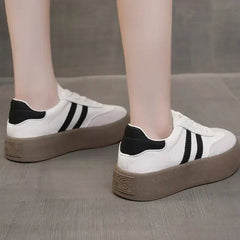 Dames Sneakers met Veter en Platform - Duurzame Vulcanisatie Schoenen voor Casual en Buitengebruik – met Platform - Dames - Schoenen