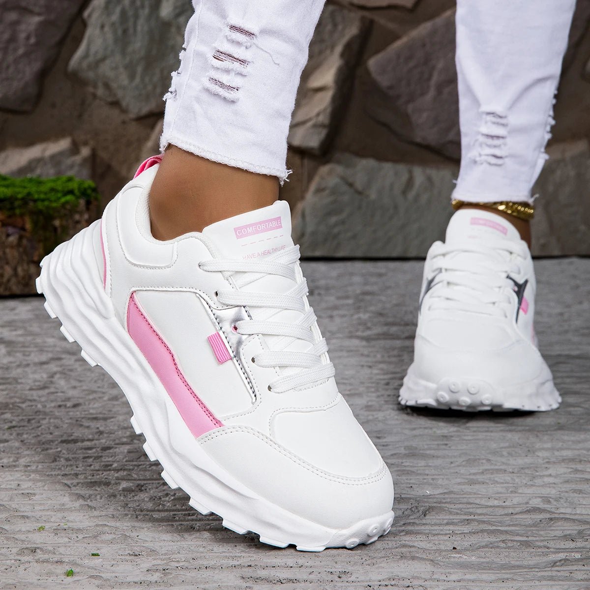 Dames Sneakers met Vetersluiting – Ademend en Comfortabel voor Wandelen en Hardlopen - Dames - Schoenen
