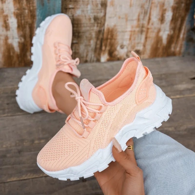 Dames Wedge Sneakers – Comfortabele Ademend Mesh Schoenen met Vetersluiting voor Voorjaar 2025 - Dames - Schoenen