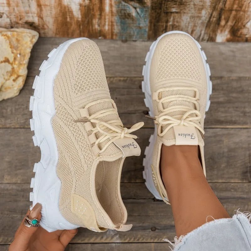 Dames Wedge Sneakers – Comfortabele Ademend Mesh Schoenen met Vetersluiting voor Voorjaar 2025 - Dames - Schoenen