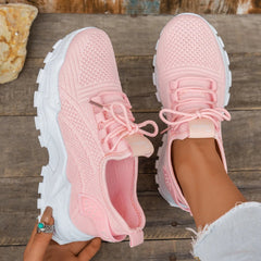 Dames Wedge Sneakers – Comfortabele Ademend Mesh Schoenen met Vetersluiting voor Voorjaar 2025 - Dames - Schoenen