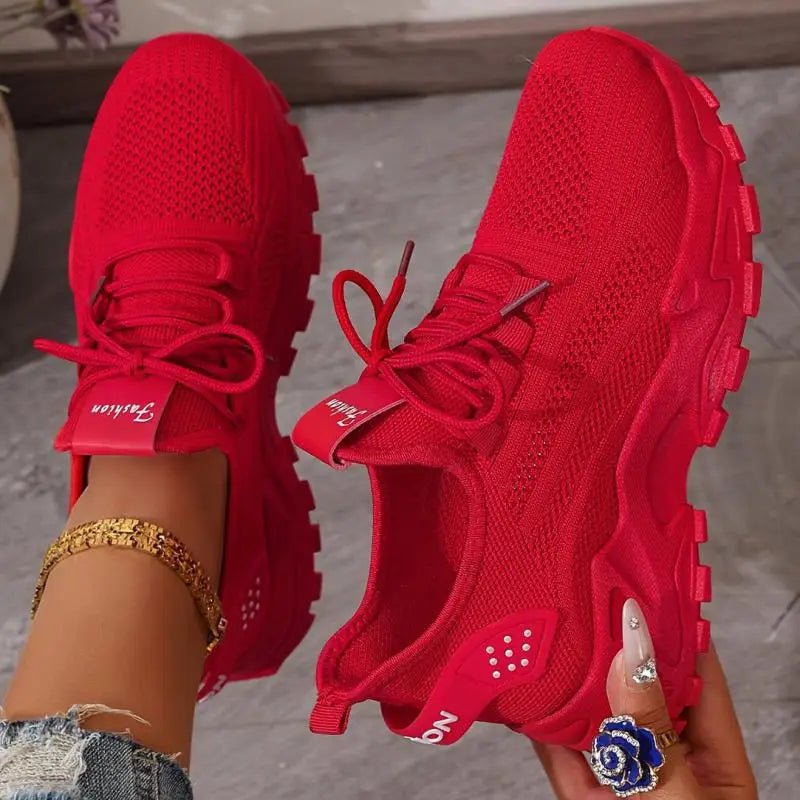 Hippe Sneakers Dames met Ademend Gaas en Dikke Zool – Comfortabele Platform Tennisschoenen voor Casual Gebruik – met Platform - Dames - Schoenen