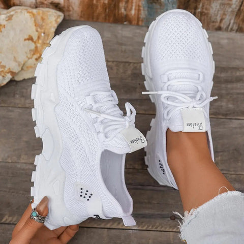 Hippe Sneakers Dames met Ademend Gaas en Dikke Zool – Comfortabele Platform Tennisschoenen voor Casual Gebruik – met Platform - Dames - Schoenen