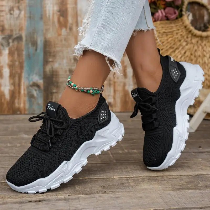 Hippe Sneakers Dames met Ademend Gaas en Dikke Zool – Comfortabele Platform Tennisschoenen voor Casual Gebruik – met Platform - Dames - Schoenen