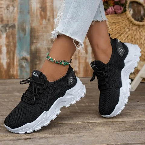 Hippe Sneakers Dames met Ademend Gaas en Dikke Zool – Comfortabele Platform Tennisschoenen voor Casual Gebruik – met Platform - Dames - Schoenen