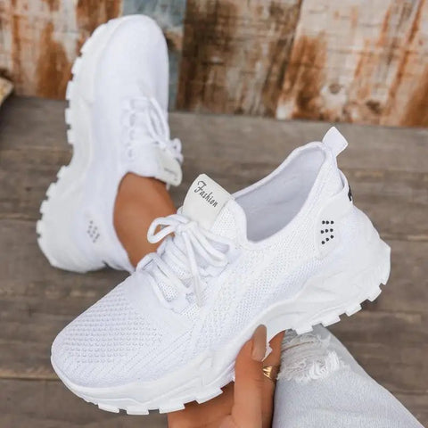 Hippe Sneakers Dames met Ademend Gaas en Dikke Zool – Comfortabele Platform Tennisschoenen voor Casual Gebruik – met Platform - Dames - Schoenen