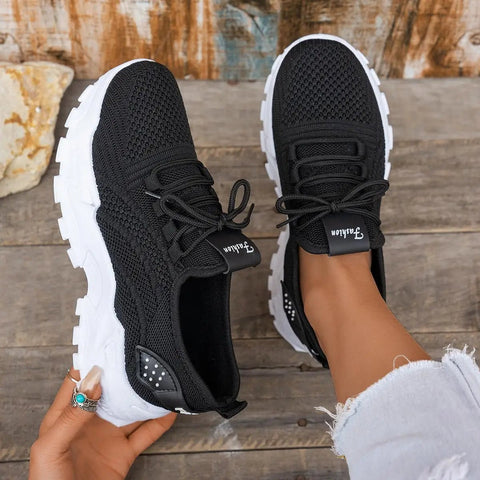Hippe Sneakers Dames met Ademend Gaas en Dikke Zool – Comfortabele Platform Tennisschoenen voor Casual Gebruik – met Platform - Dames - Schoenen