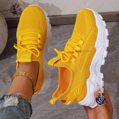 Hippe Sneakers Dames met Ademend Gaas en Dikke Zool – Comfortabele Platform Tennisschoenen voor Casual Gebruik – met Platform - Dames - Schoenen