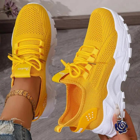 Hippe Sneakers Dames met Ademend Gaas en Dikke Zool – Comfortabele Platform Tennisschoenen voor Casual Gebruik – met Platform - Dames - Schoenen